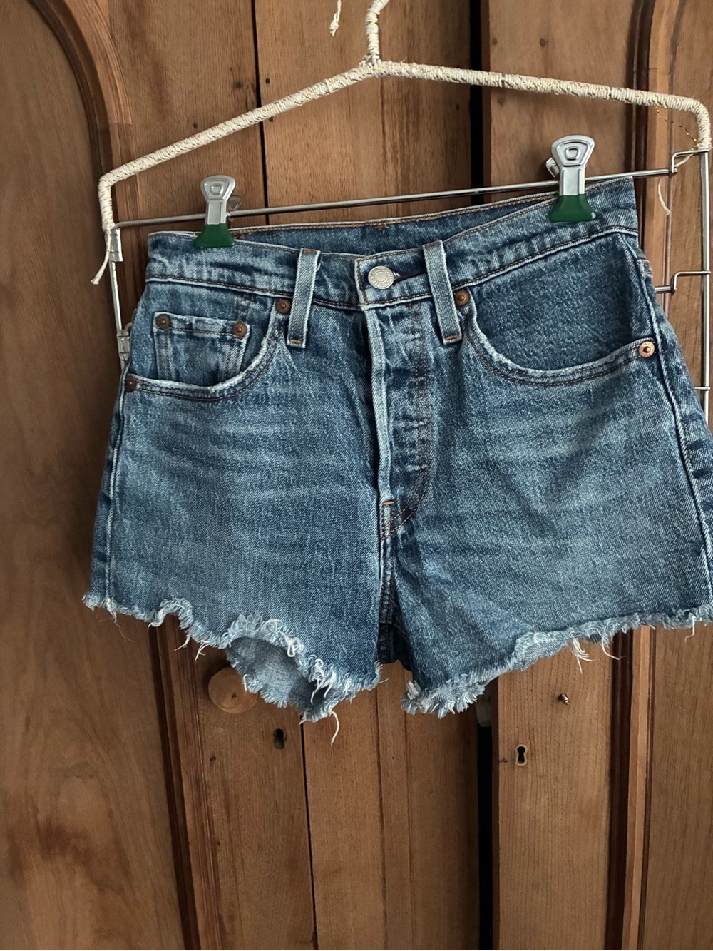 Levi's 501 Blue Distressed Denim Cutoff Shorts